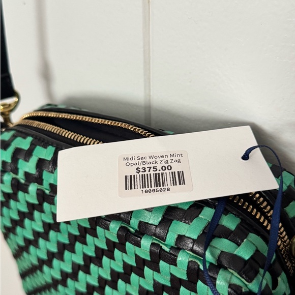 Clare V. Midi Sac Mint Opal/Black Zig Zag NWT - Picture 6 of 8